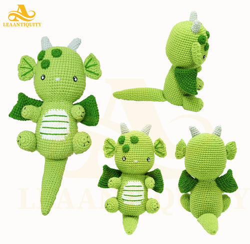 Amigurumi-Dragon Handmade Amigurumi Stuffed-Knit Crochet Doll-Animal Toy (Green) - LeaAntiquity