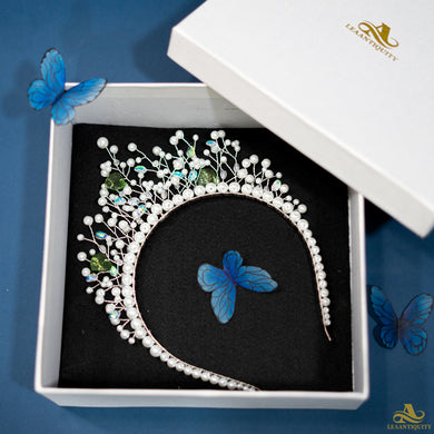 Bridal Tiara Handmade Crystal Crown - LeaAntiquity