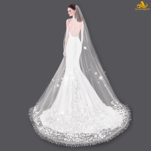 Crystal Bridal Wedding Veil - LeaAntiquity
