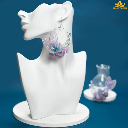 Blue-Purple Chiffon-Orchids Earrings - LeaAntiquity