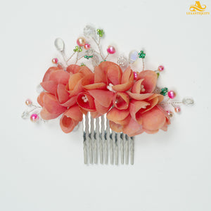 Colors Flowers Crystal Rhinestone Wedding Hair Comb - LeaAntiquity