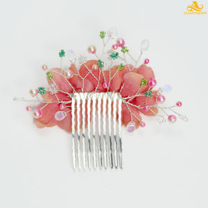 Colors Flowers Crystal Rhinestone Wedding Hair Comb - LeaAntiquity